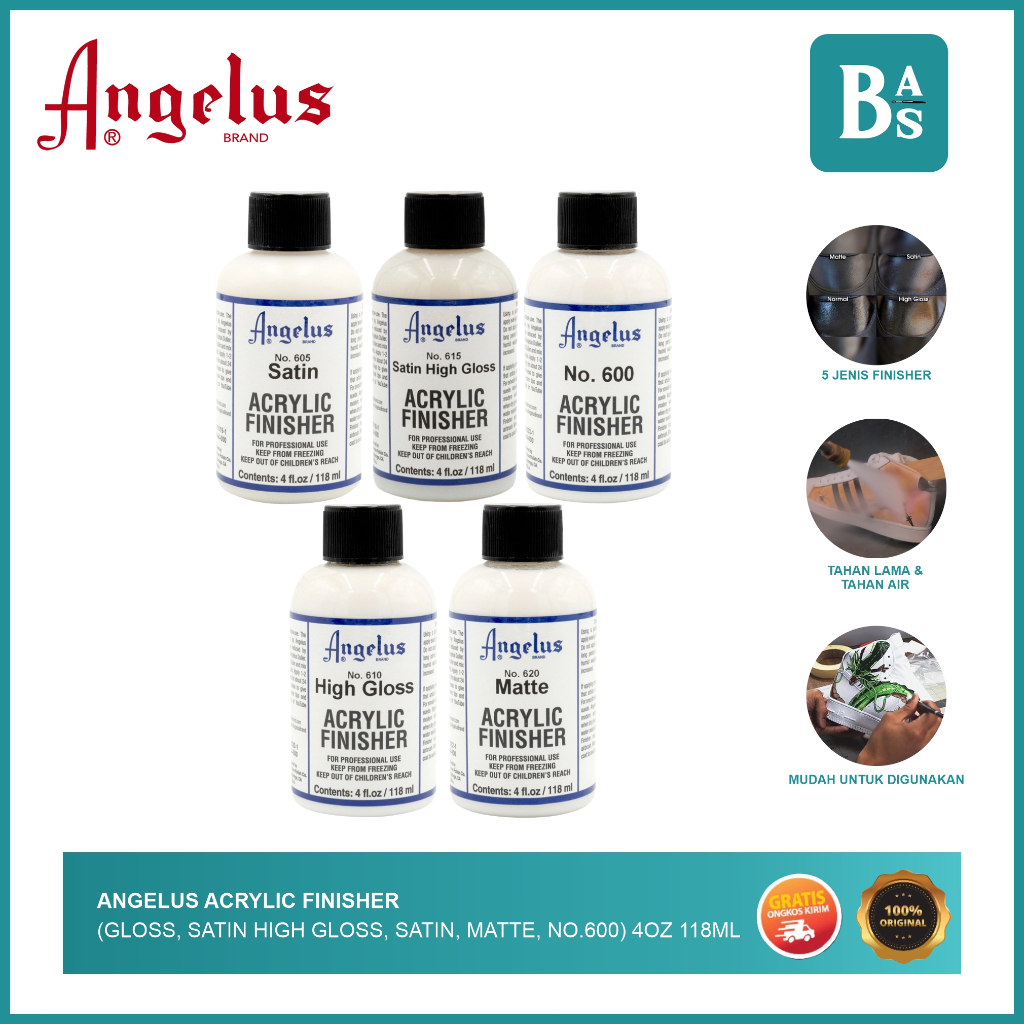 Jual Angelus Acrylic Finisher (High Gloss, Satin, Matte, no.600) 4oz