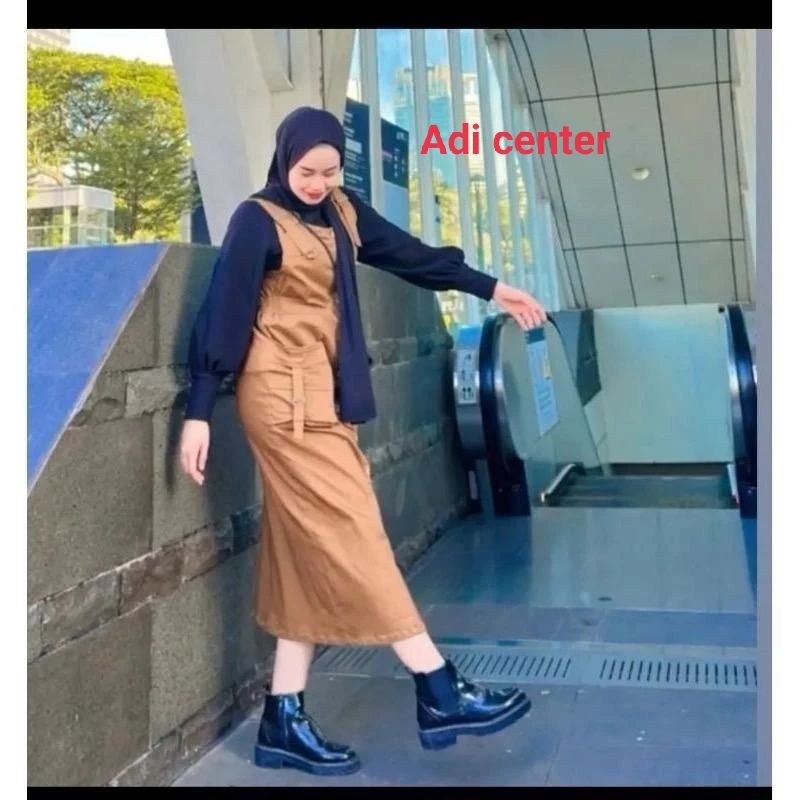 Jual Bella Overall Rok Cargo Wanita Katun Super Jampsuit Rok Casual ...