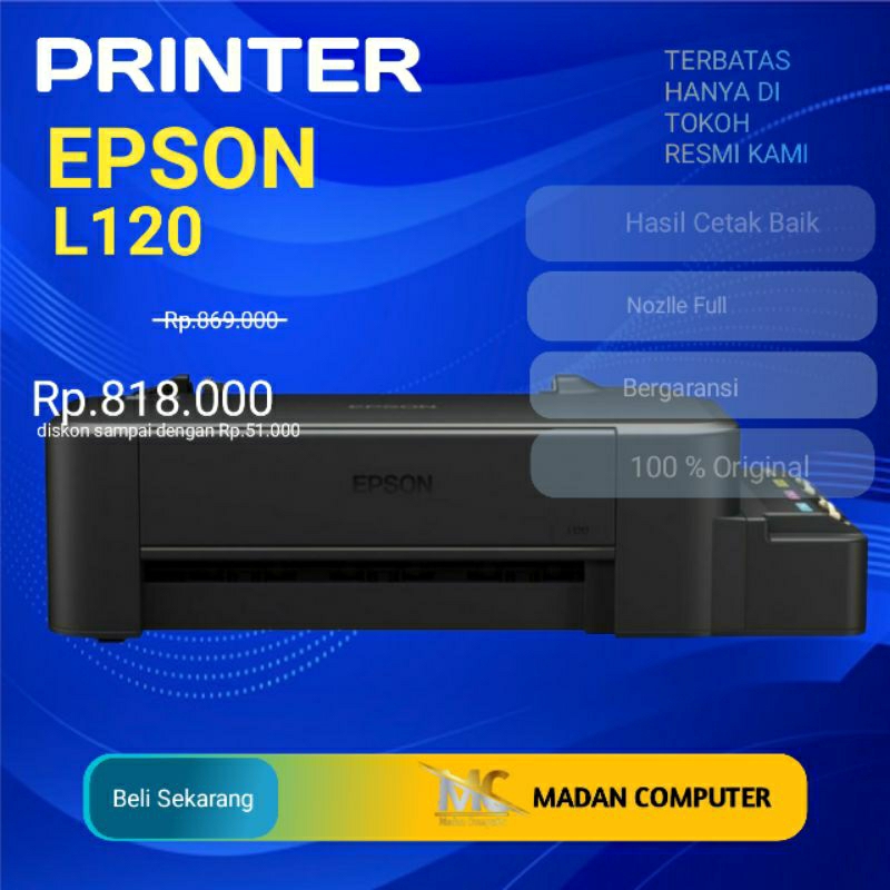 Jual Printer Epson L120 Print Cetak Warna Normal Siap Pakai Second Murah Bergaransi Shopee 8186