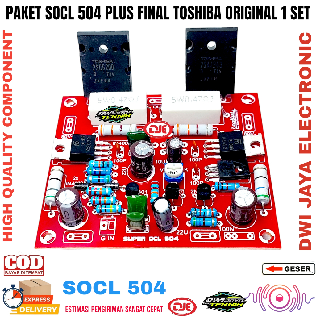 Jual Power Amplifier SOCL 504 Plus 1set Final Toshiba 5200 | Shopee