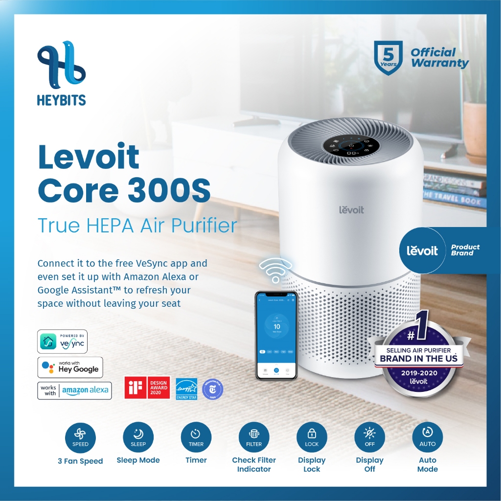 Jual Levoit VeSync Core 300S True HEPA Air Purifier Smart Wifi