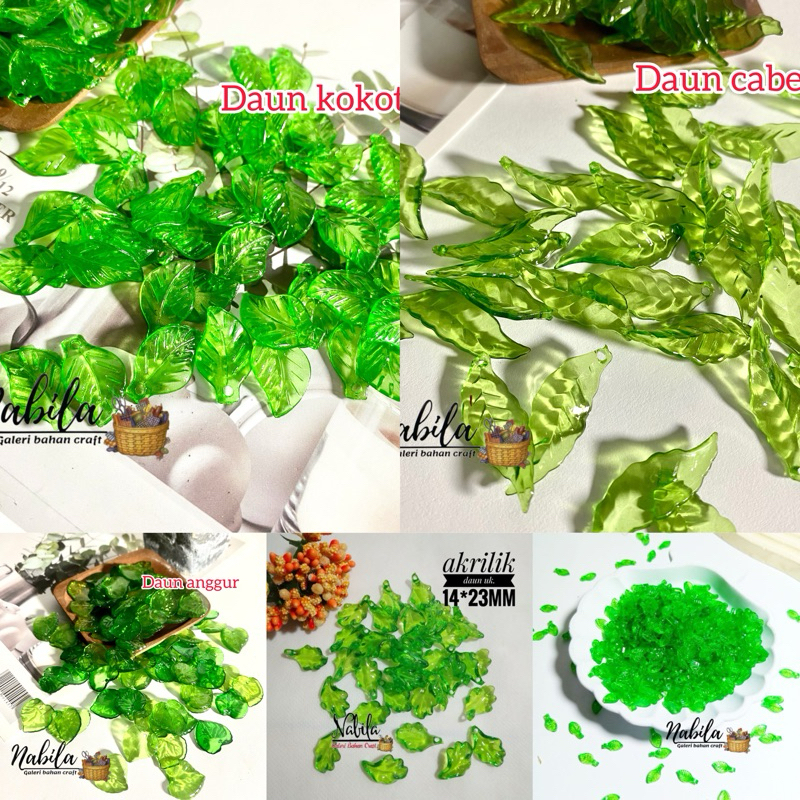 Jual (25 gram) Akrilik Daun Bening khusus hijau Bahan Craft Kerajinan ...