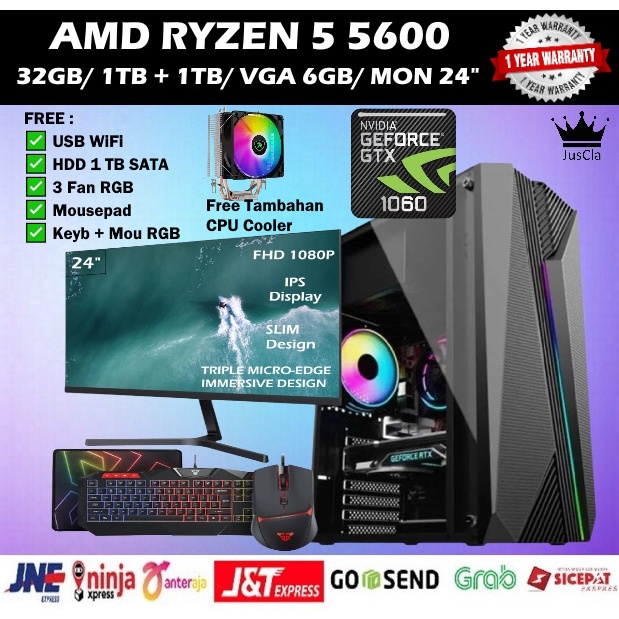 Ryzen5 5600、32GB、GTX1050Ti、SSD500GB 自作PC - Windowsデスクトップ