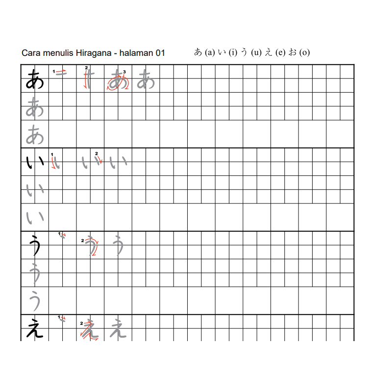 Jual [Print Out] Lembar Latihan Menulis Hiragana | Shopee Indonesia