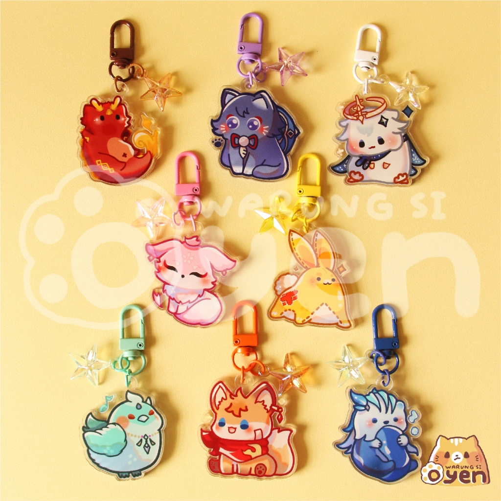 Jual Genshin Impact Pets Acrylic Keychain (Zhongli, Scaramouche, Paimon ...