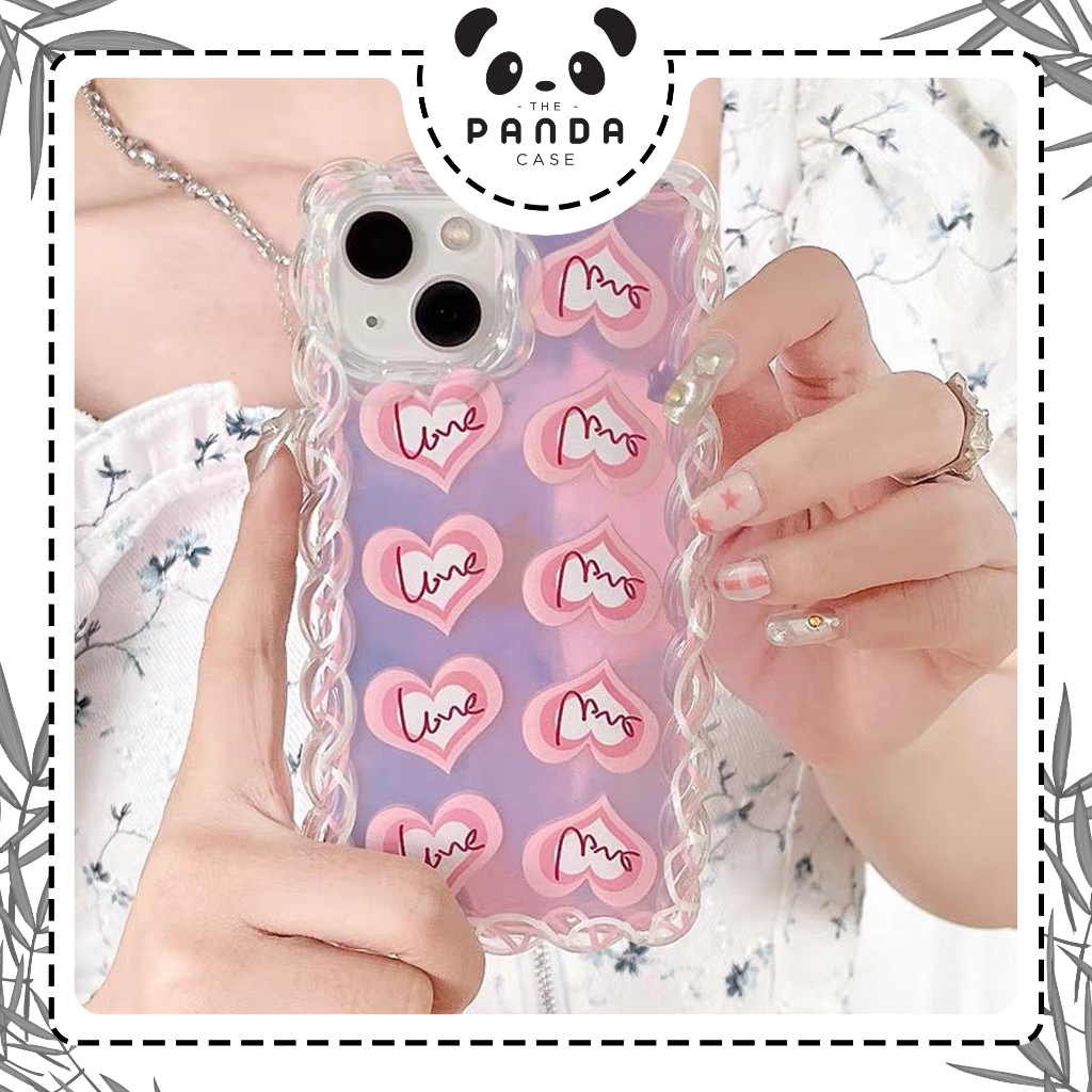 Jual [ TPC ] IPhone Case Soft Case Love Pink Hologram Cute Case Camera ...