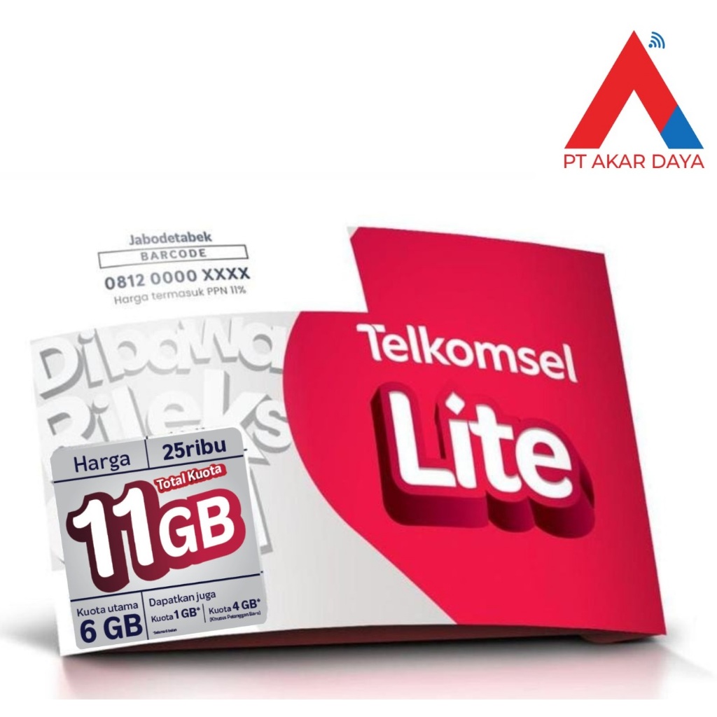Jual (BACA DESKRIPSI) New Kartu Perdana Telkomsel Lite Kuota 6GB + 1GB