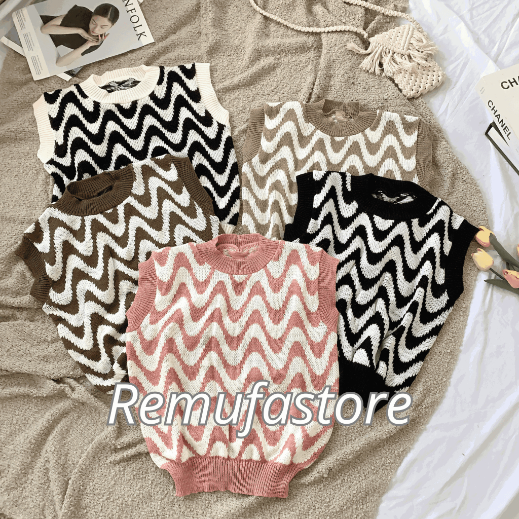 Jual Wave Pattern Vest / Rompi Rajut Wanita | Shopee Indonesia