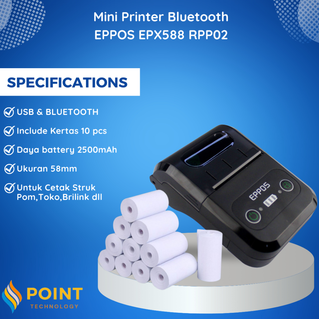 Jual PAKET LENGKAP Mini Printer Bluetooth EPPOS EPX588 RPP02 | Shopee ...
