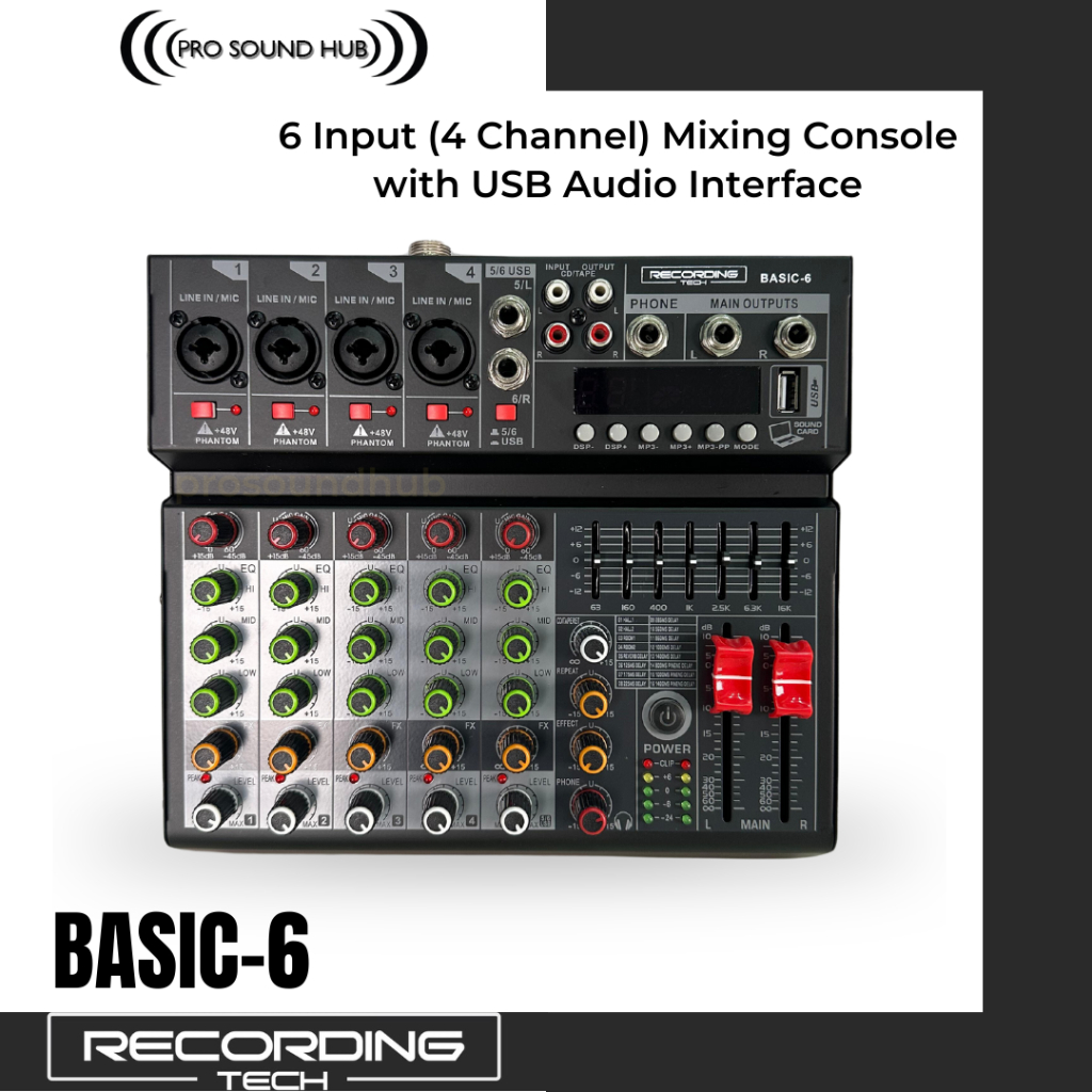 Jual Recording Tech Basic-6 Basic6 Mixer 4 Channel 6 Input Soundcard ...
