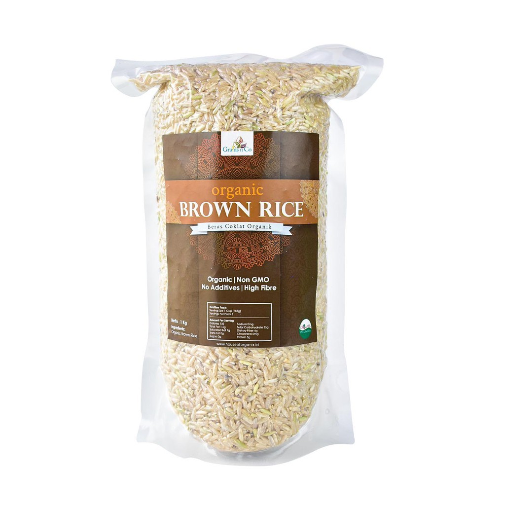 Jual Grains N Co Organic Brown Rice ( Beras Coklat Organik ) 1 Kg ...