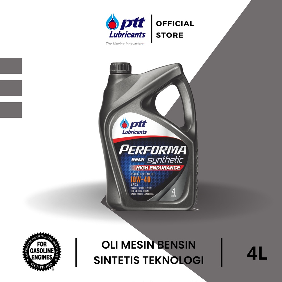 Jual PTT Lubricants Performa Semi Synthetic HE SAE 10W-40 API SN [4L ...