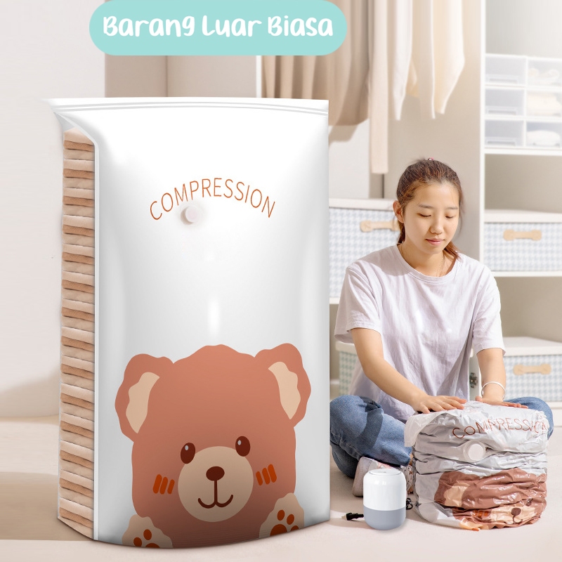 Jual BLB 3D Plastik Vacuum Bag Motif Teddy Bear Vacuum Baju Plastik
