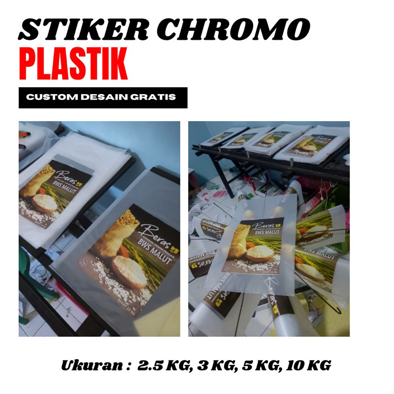 Jual Stiker Chromo Custom Kemasan Plastik Beras 2,5 KG , 3 KG , 5 KG ...