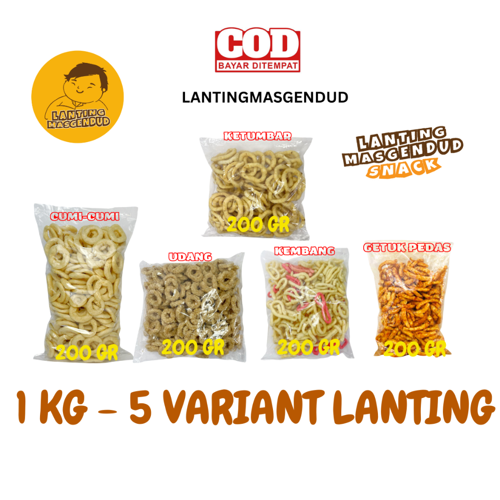 Jual 1 kg Mix 5 Macam Lanting Singkong - Camilan Gurih Asin | Shopee ...