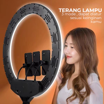 Ring Light 45cm Stand Tripod 2.1 Meter Ringlight 3 Holder Hp Lampu Live 18inch Plus Remot