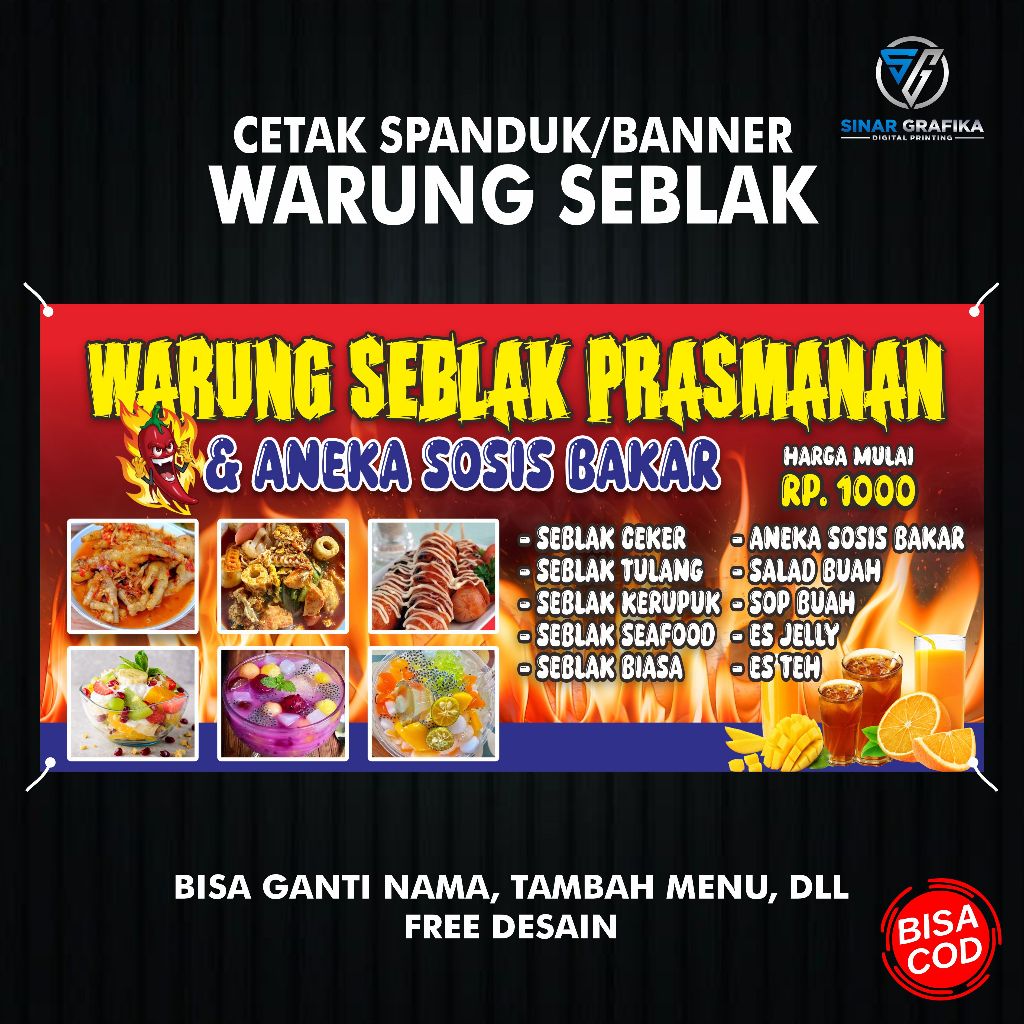 Jual Cetak Spanduk Warung Seblak Backdrop Banner Seblak Prasmanan