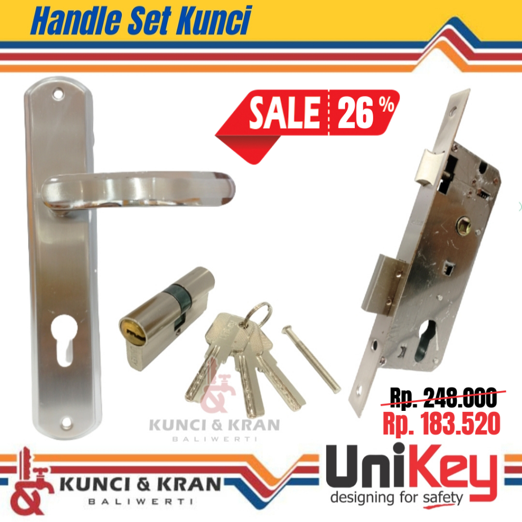 Jual Handle set Unikey 867 lengkap kunci silinder 60mm Gagang pintu ...