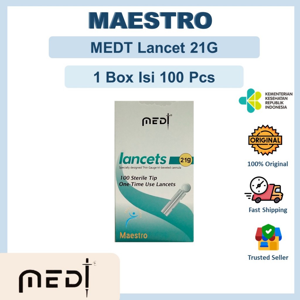 Jual MedT Lancet 21G Medi Lancets Medilance Medilancets Jarum Bekam Isi ...