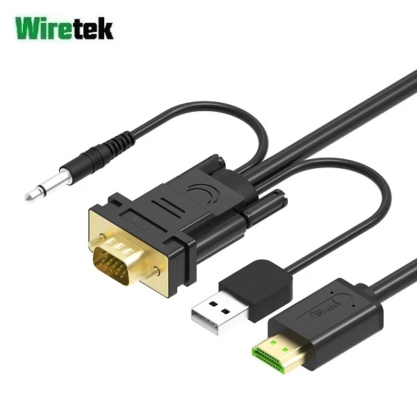 VGA to HDMI with Audio and Power Cable 1.5meter WIRETEK