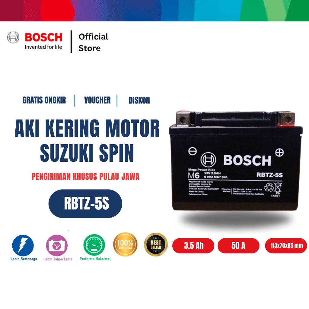 Bosch Aki Kering Motor Suzuki Spin 125 - Maintenance Free - RBTZ-5S