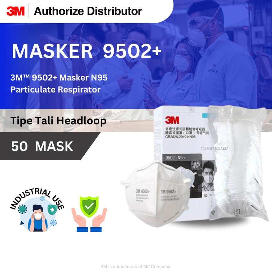 Jual 3M 9502+ Masker N95 Particulate Respirator - 1 Box (50 Masker ...