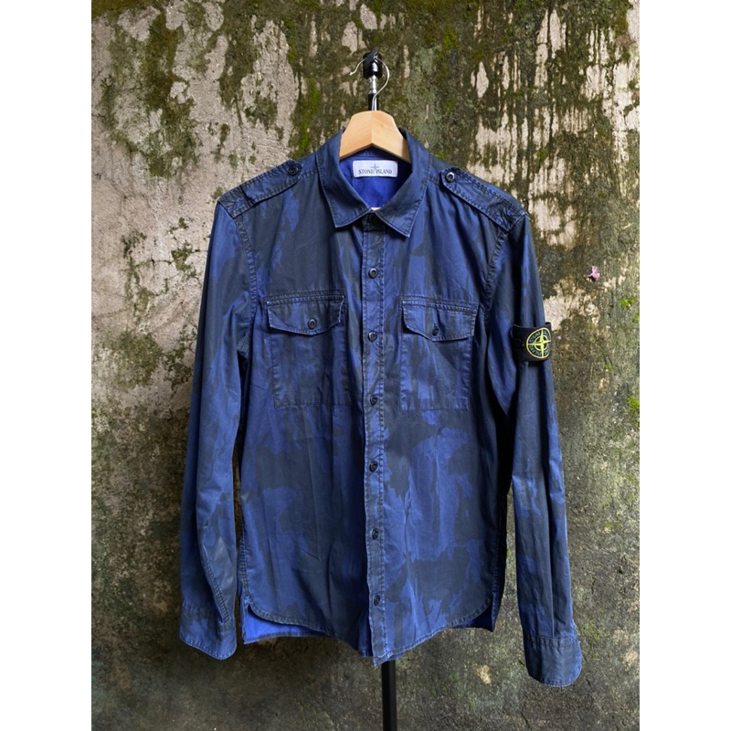 overshirt stone island FLOWING CAMO EFFETTO RISERVA