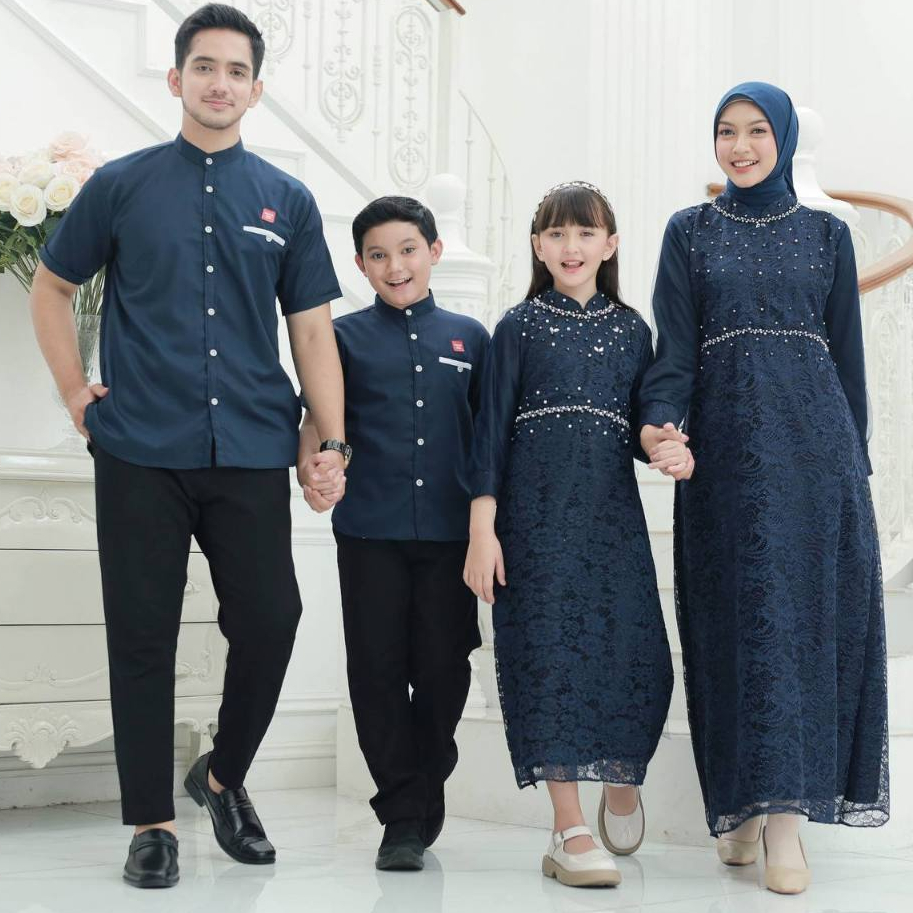 Set Couple Keluarga Sarimbit Koko Bapak Anak Laki-Laki Gamis Ibu Anak Perempuan Nadine Dress Exclusive Modern Gamis Lebaran
