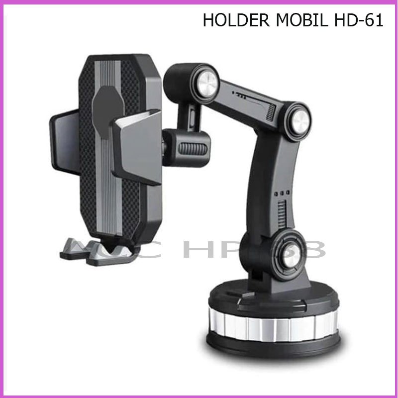 Acchp Holder Mobil HD61 Universal Stand Handphone Dashboard Alat Pengangga Hp Di Kaca Pejepit Hape Flexibel