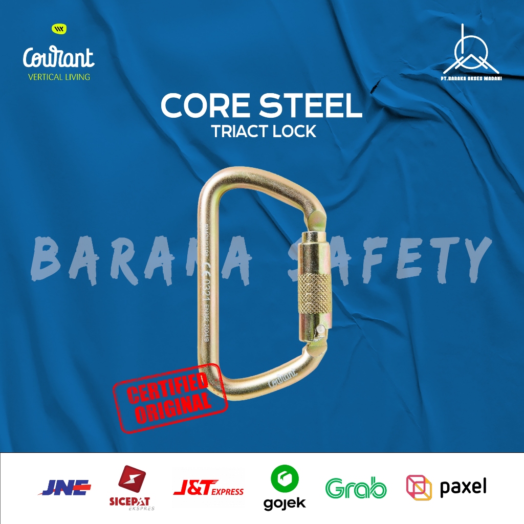 Jual COURANT CORE STEEL Triple Lock Steel Carabiner D-Shape with Large ...