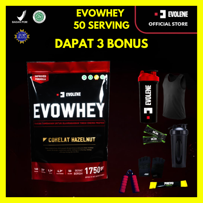 Jual Evolene Whey Protein 1750gr/50 Sachet -Suplemen Fitness - Suplemen