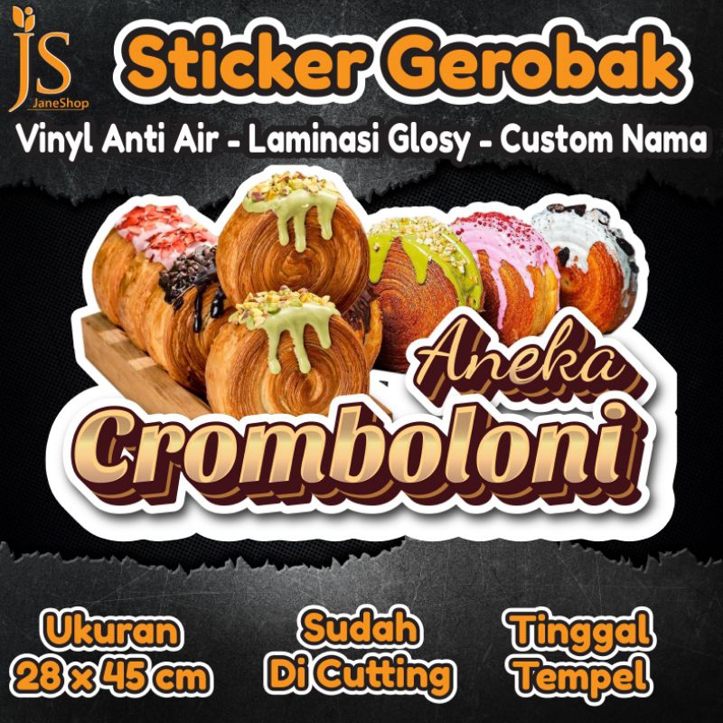 Jual Sticker Kaca Gerobak / Etalase | Crombolini | Bakso Aci | Ukuran ...