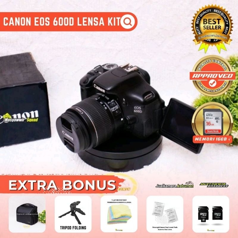 Jual Paket Lengkap Kamera Canon 600D Kit 18-55mm Memori 16Gb