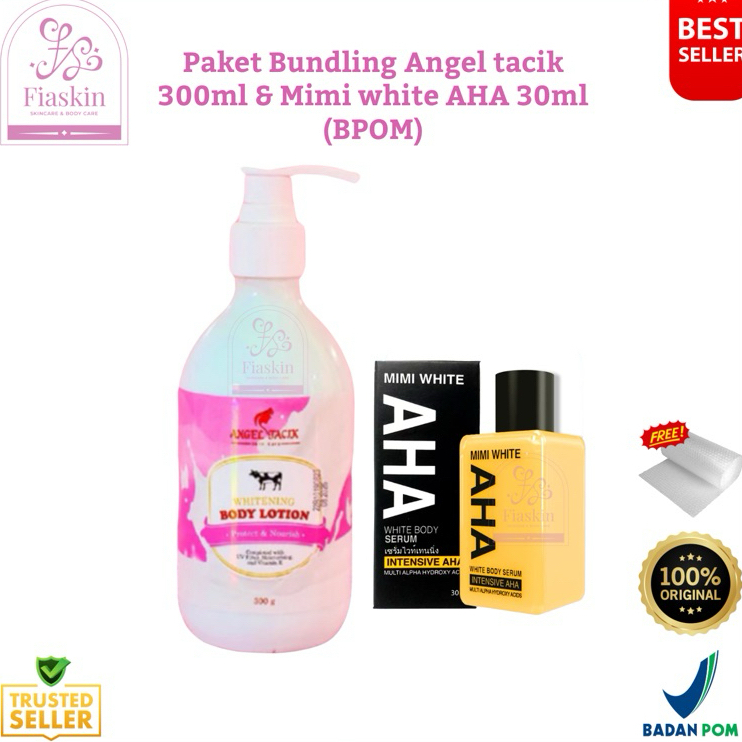 Jual PAKET BUNDLING ANGEL TACIK LOTION + MIMI WHITE AHA BODY SERUM