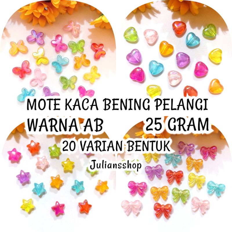 Jual 25 Gram Manik Mote TRANSPARAN AB Seri WARNA Banyak Varian Bentuk ...