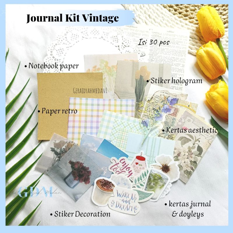 Jual Journal Kit Journaling Kit Vintage 30 Pcs Scrapbook Bujo Deco ...