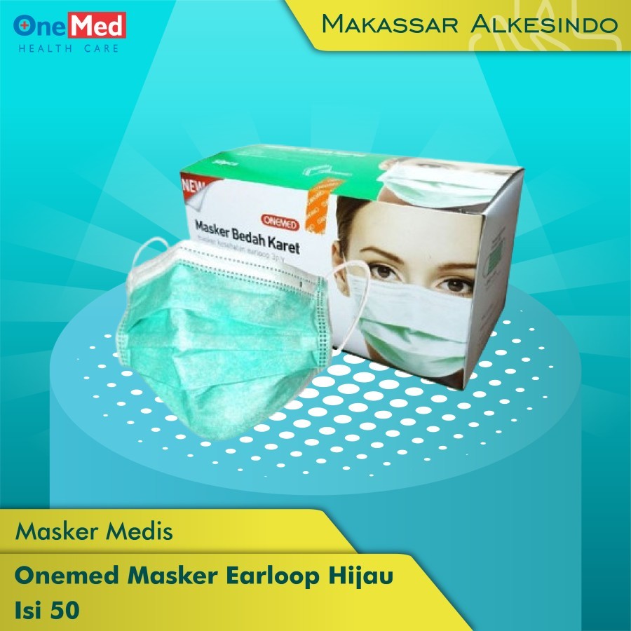 Jual Onemed Masker Medis Earloop Isi 50 Pcs Hijau | Shopee Indonesia