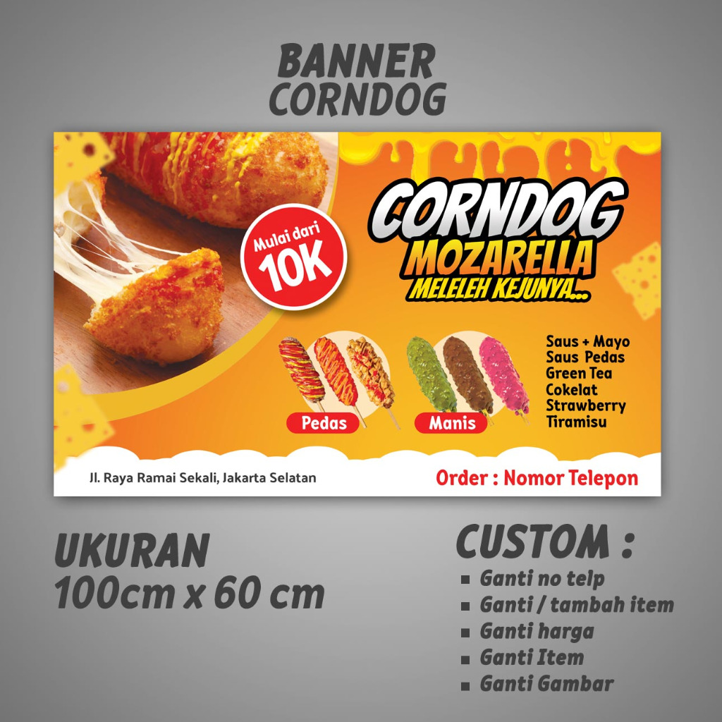 Jual BANNER/SPANDUK UMKM CORNDOG ( Bisa Custom ) | Shopee Indonesia