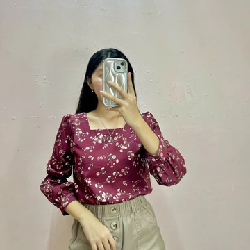 Stevani Margaritha Twist Vintage Floral Korean Blouse