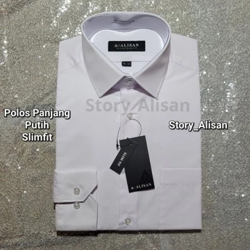 Kemeja Alisan Polos Slimfit Lengan Panjang ( 100 )