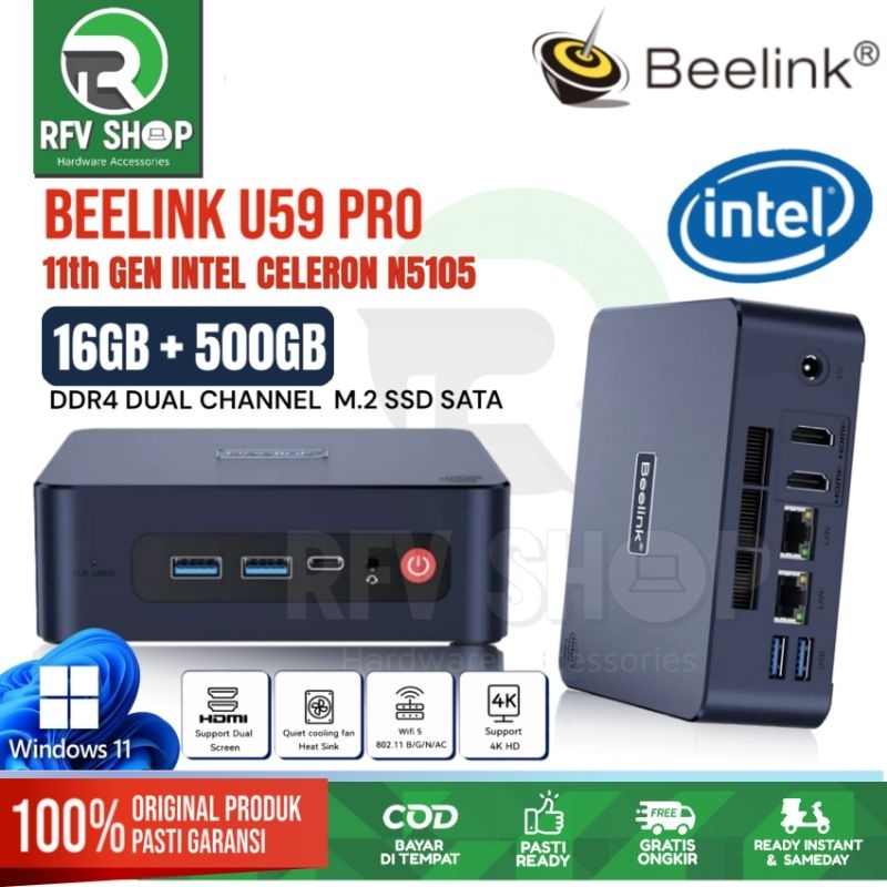 BEELINK MINI PC U59 PRO 8/512GB 16/512GB DDR4 INTEL 11th N5105 WINDOWS 11 HDMI 4K  MINI COMPUTER