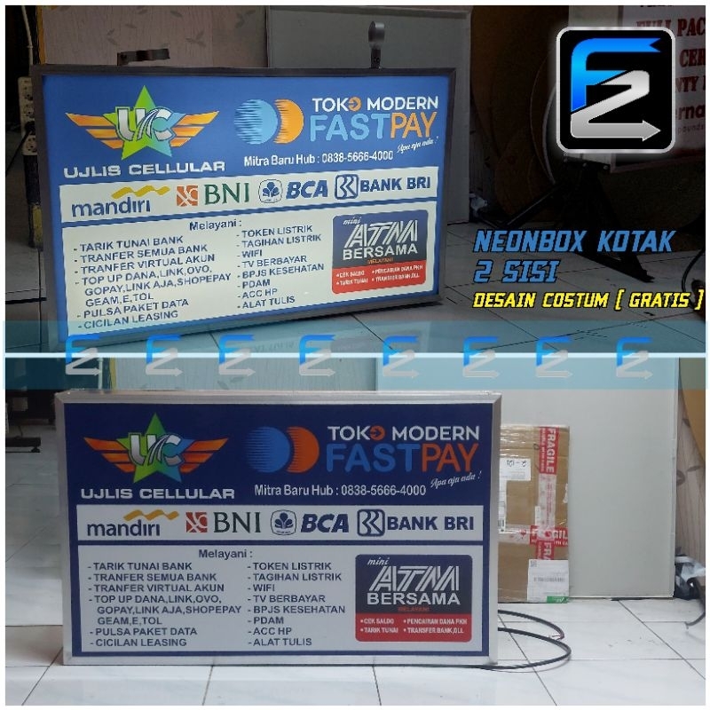 Jual neon box 2 sisi ukuran 80x50 disen suka suka | Shopee Indonesia