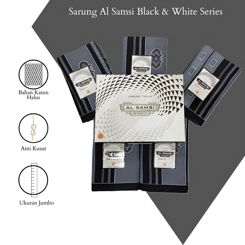 Sarung Tenun Al samsi Premium Black & White