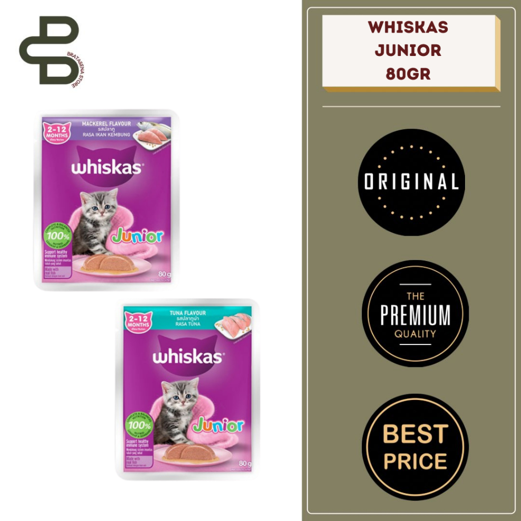 Jual WHISKAS JUNIOR WET FOOD / MAKANAN BASAH KUCING (POUCH) 80GR