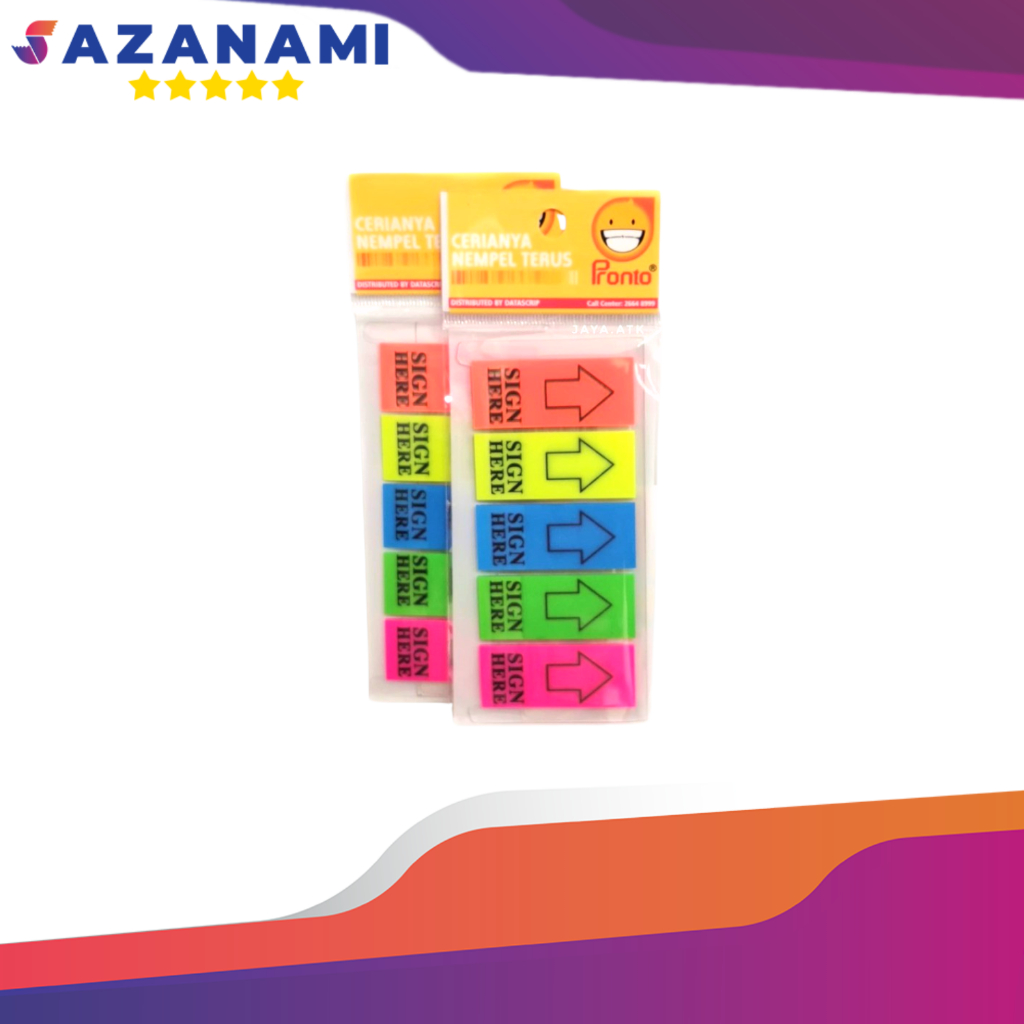 Jual lkjj PRONTO SN HERE 5 WARNA PENANDA TANDA TANGAN MEMO STICKY NOTE ...