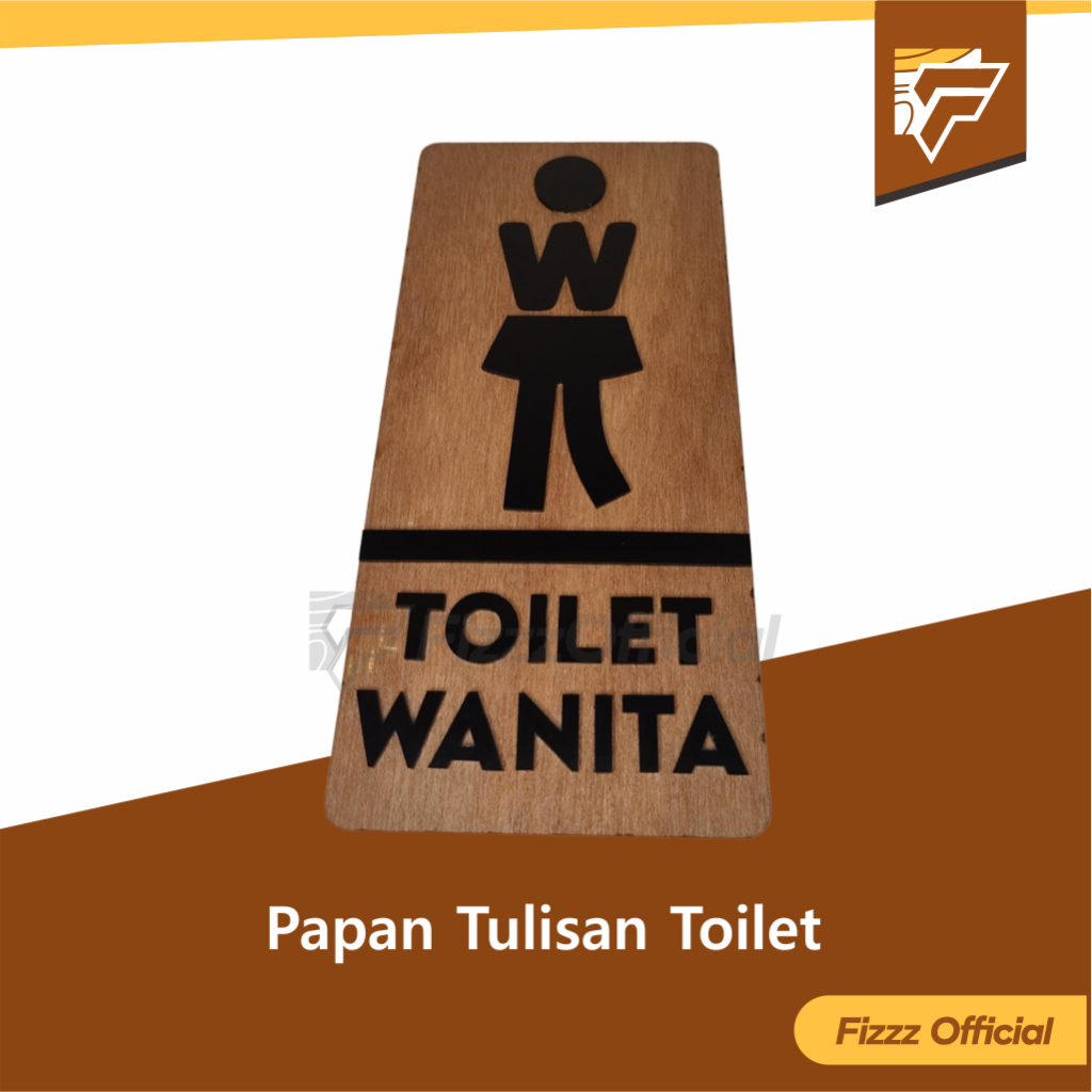 Jual Papan Tulisan Display Toilet Wanita Desain W Bahan Kayu Pinus Jati