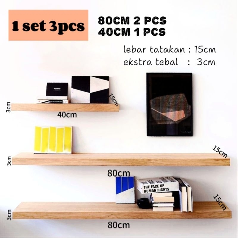 Jual Ambalan 1 set 3 pcs 80cm + 80cm + 40cm | ambalan kayu asli ...