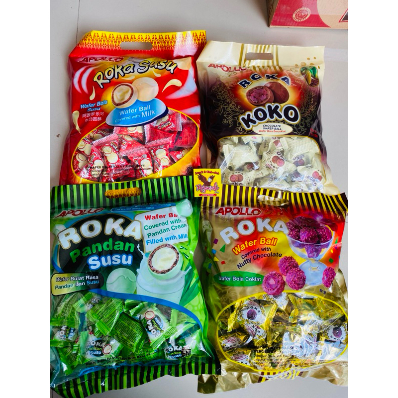 Jual Apollo Roka 50pcs (300gr) Coklat Kacang KOKO Pandan Susu bag wafer ...