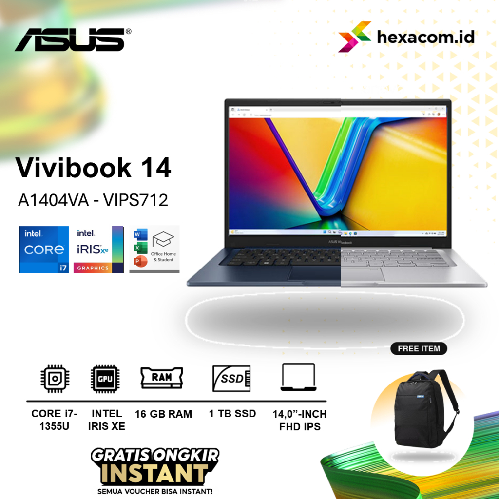 Jual Laptop Asus Vivobook 14 A1404VA Core i7 1355u Ram 16Gb 1Tb Ssd ...