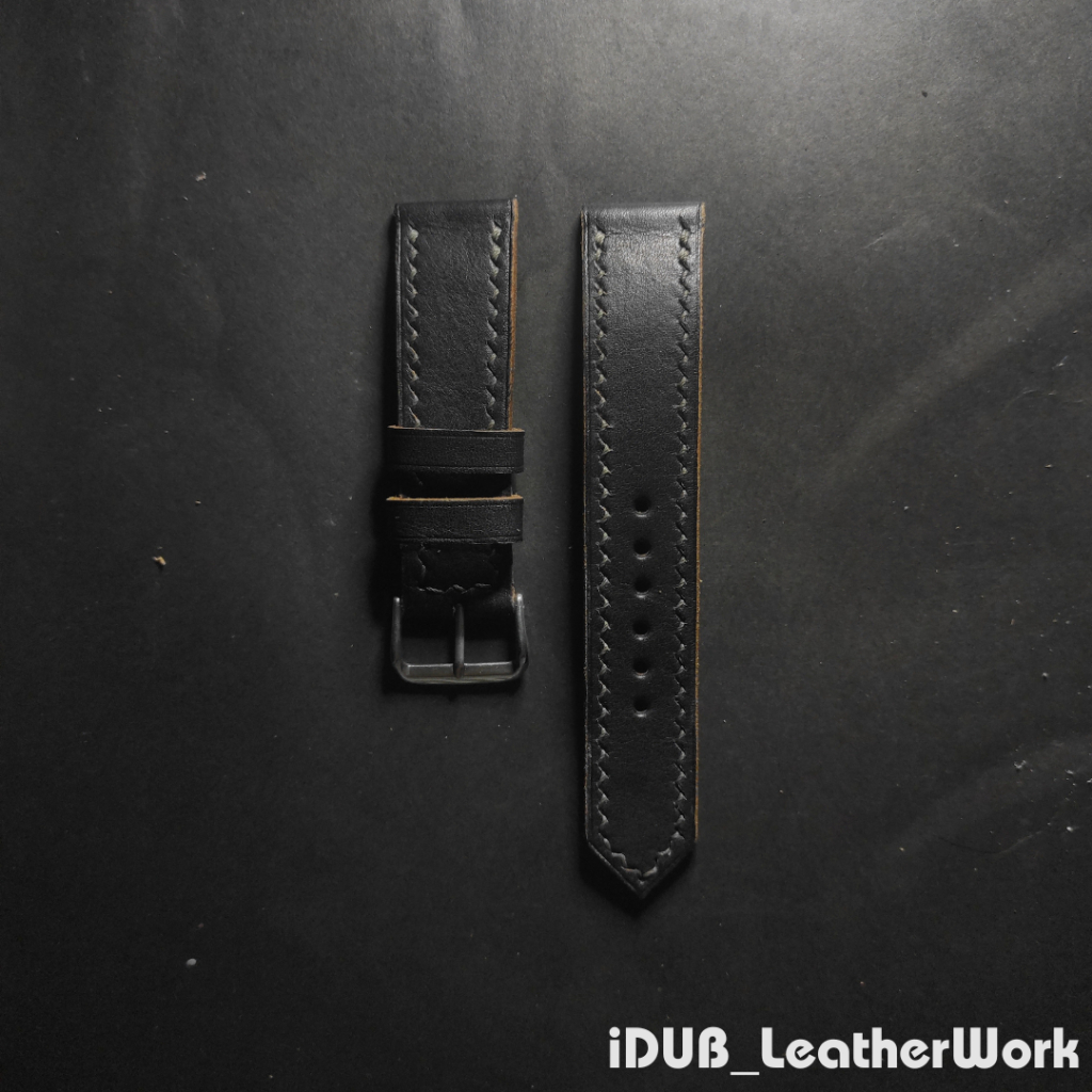 Jual iDUB Strap Jam Kulit Black Open Stitch Handmade | Shopee Indonesia